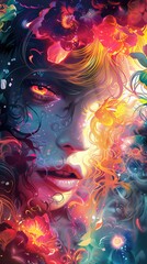 Vibrant Floral Portrait: A Dreamlike Fantasy