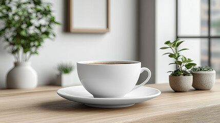 Obraz premium Coffee Cup Mockup, high-end and customizable with realistic high-resolution rendering, ideal for branding, packaging design, and professional presentations, AI Generative