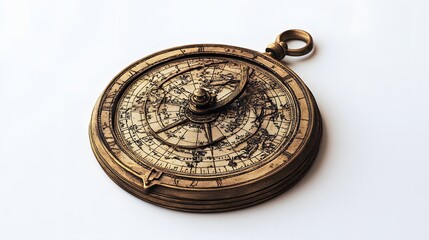 Spherical astrolabeon white background. 