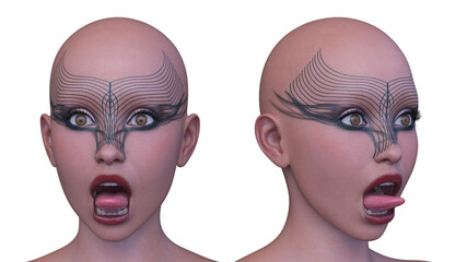 女性の顔アップ　3DCGレンダリング