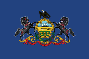 Normal flag of the United States federal state of PENNSYLVANIA with original aspect ratio