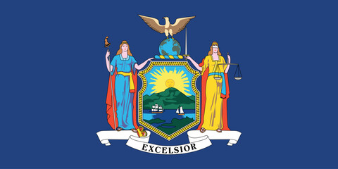 Normal flag of the United States federal state of NEW YORK with original aspect ratio