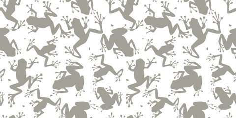 Seamless pattern with silhouettes of frogs. Animal print. Vector graphics.