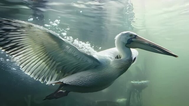 Elegant pelican diving gracefully into water, Video