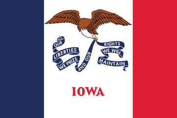 Normal flag of the United States federal state of IOWA with original aspect ratio