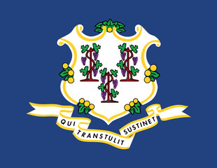 Normal flag of the United States federal state of CONNECTICUT with original aspect ratio