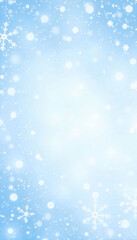 Fototapeta premium Soft falling snow banner featuring a light blue background with delicate snowflakes gently cascading, creating a serene winter atmosphere perfect for seasonal celebrations