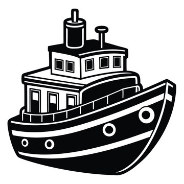 recommend clip art: tugboat silhouette vector design illustration on white background