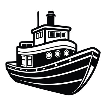recommend clip art: tugboat silhouette vector design illustration on white background