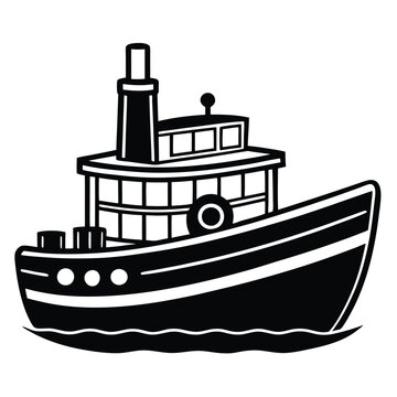 recommend clip art: tugboat silhouette vector design illustration on white background