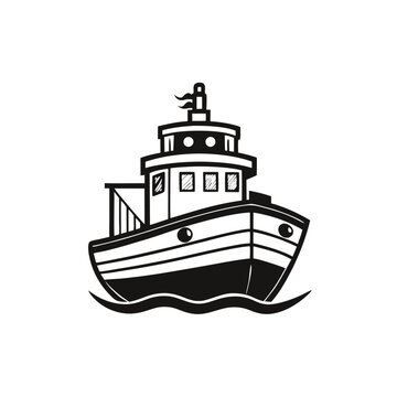 recommend clip art: tugboat silhouette vector design illustration on white background