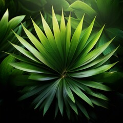 Fototapeta premium a cluster of vibrant green leaves illuminated by soft light