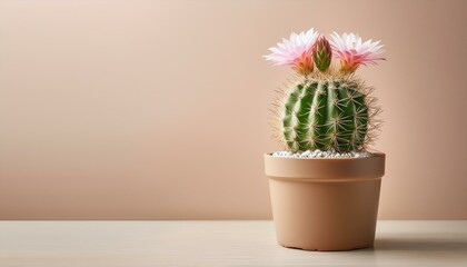 Fototapeta premium a flowering potted cactus design concept about respecting personal boundaries body care depilation copy space
