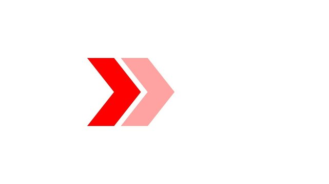 Red Right Direction Arrow Pointing From Left to Right Side 4k Animation Motion Graphics Video Footage with No Background Alpha Channel