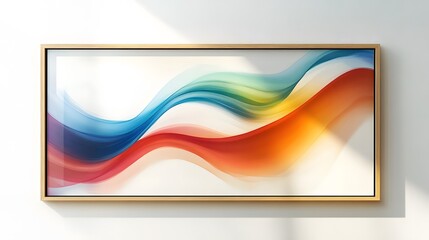 Fototapeta premium The abstract wave is made in a frame style in a bright gradient color. 