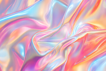 Fototapeta premium Vibrant Iridescent Fabric Texture with Colorful Reflections for Creative Projects