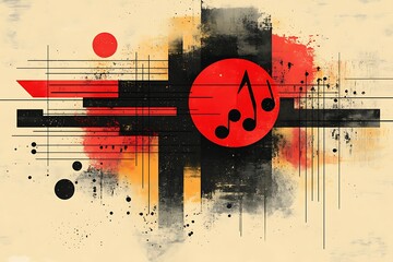 Obraz premium Abstract composition with music notes on a vintage background.