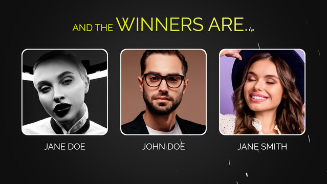 Awards - Contest Winners template contains 27 media placeholders and 4 text placeholders. Avalible in 4K.