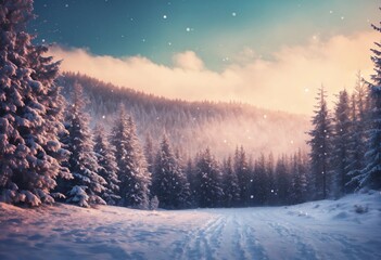 Obraz premium Winter and trees, AI generated