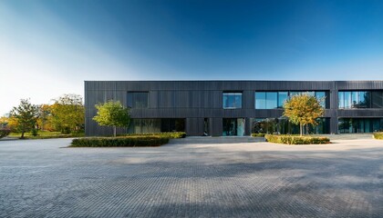 Obraz premium modern office building facade with graphite cladding and large windows contemporary architecture