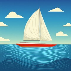 Naklejka premium sailing boat on the sea