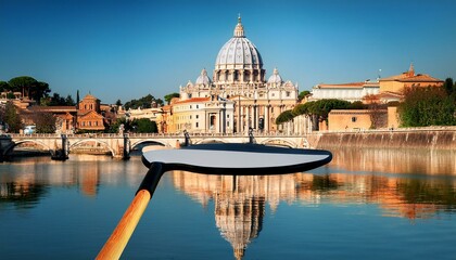 Fototapeta premium st peter basilica reflected in a paddle