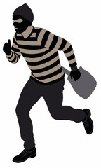 Robber Running On White Background