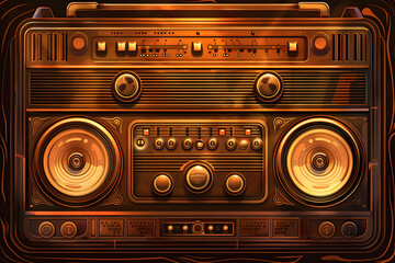 Fototapeta premium Vintage Retro Boom Box Graphic Overlay with Nostalgic Film Effects for Modern Photos