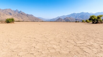A desolate landscape choked by pollution reveals lifeless terrain and distant mountains, showcasing the stark aftermath of environmental degradation