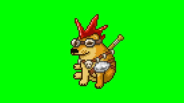 Post apocalyptic dog, pixel art meme animation 
