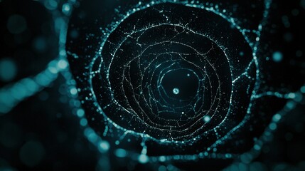 The intricate dance of particles: neutron decay revealing proton, electron, and antineutrino paths in a cosmic spiral