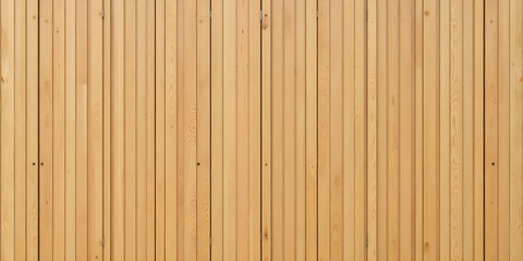 Fototapeta premium Modern wall design featuring vertical wooden slats in natural wood tones, creating a textured and seamless aesthetic with a smooth, refined finish.