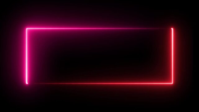 Rectangular frame with moving line. Glowing neon frame animation .