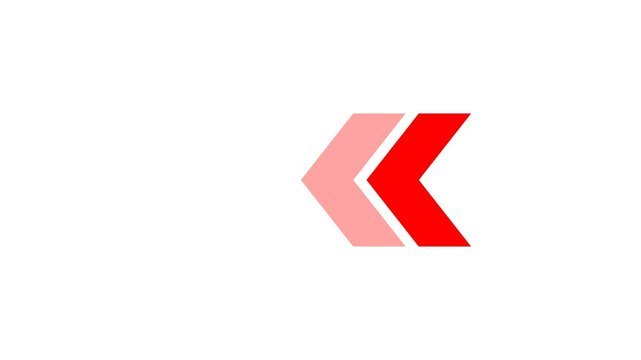 Red Left Direction Arrow Pointing Right to Left Side 4k Animation Motion Graphics Video Footage with No Background Alpha Channel
