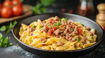 Meat pasta, Asian twist