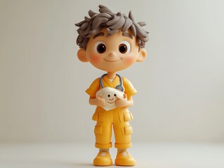 Cute Cartoon Dentist Holding a Tooth