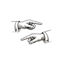 Sketch of hands pointing at different directions finger gesture