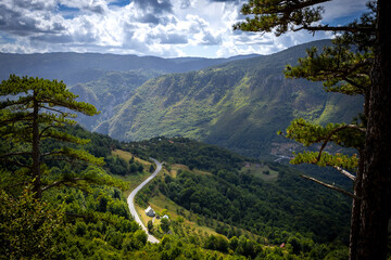 The serpentine road down to Tara canyon in Montenegro