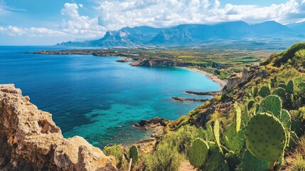 Fototapeta premium Zingaro coastline trail to bay vista