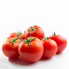 Tomatos pattern on side position provides copy space for text. background concept isolated white