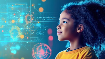 Naklejka premium Empowering Education Through AI: Diverse Students Engaged in Personalized Learning and Growth