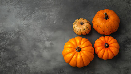 Stock Photo of Pumpkins from Above: Varied Sizes and Shapes
