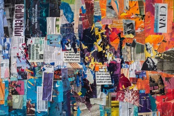 Fototapeta premium Capture the intricate details of an abstract collage made from torn newspapers and magazines