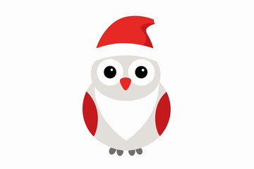 Snowy Owl with Santa Claus hats isolatedon white,vector new year elements for christmas design.