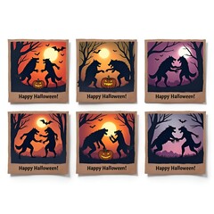 Fototapeta premium set of halloween banners. halloween. Generate, AI