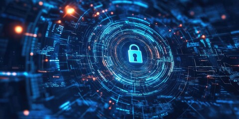 Obraz premium Cybersecurity framework with protective measures, threat detection, and compliance checks