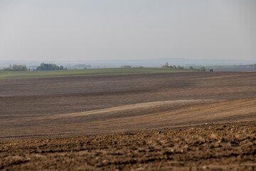 fertile soil in spring during the preparation for sowing