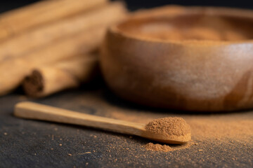 cinnamon tree bark with golden powder