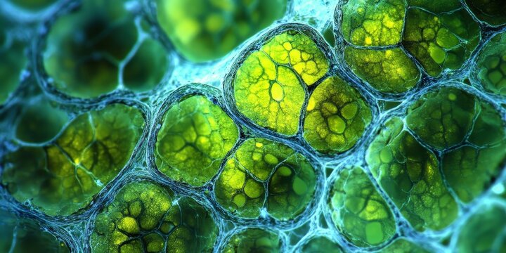 Microscopic examination of plant cell oxidative stress, showcasing reactive oxygen species and damage responses