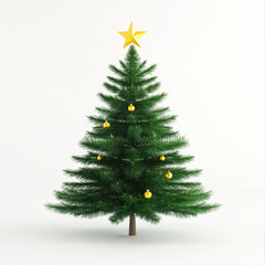 Fototapeta premium christmas tree hand drawing, yellow stunning star on top, white background